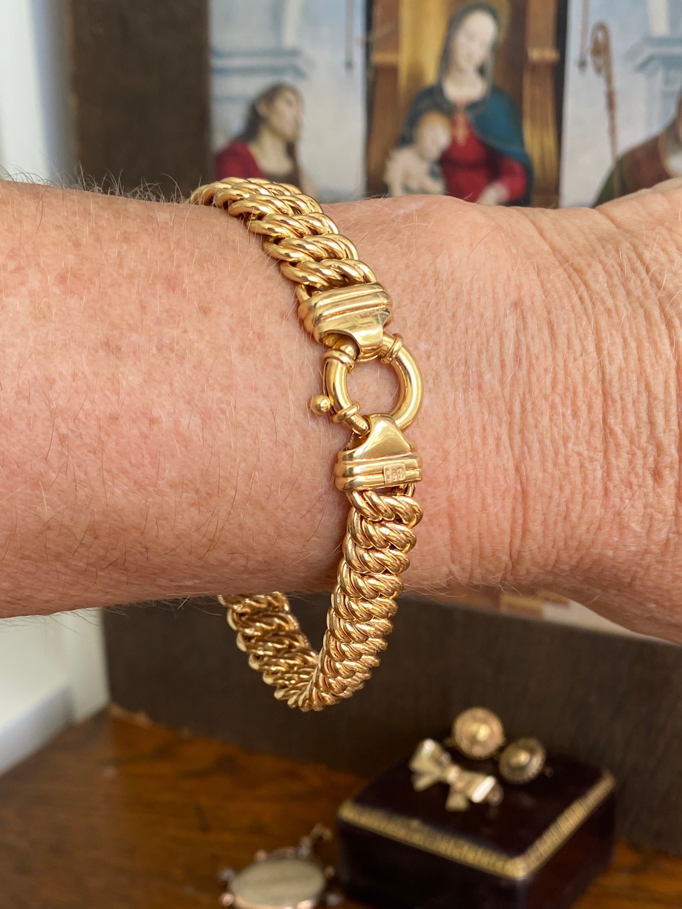 Vintage Gold Bracelet with bolt ring clasp