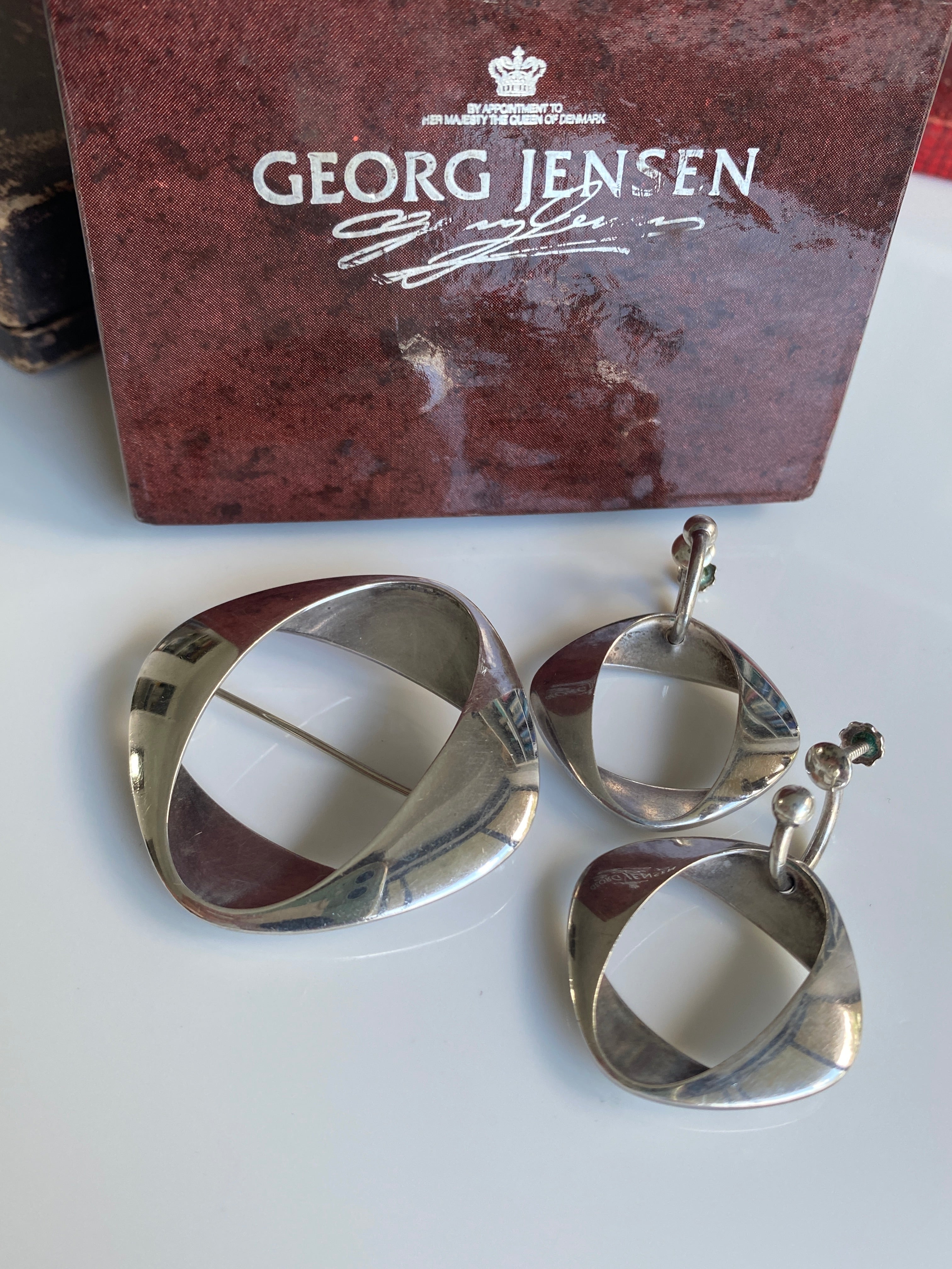 Vintage Silver Earrings, Georg Jensen. Designer Henning Koppel, Pattern #190.