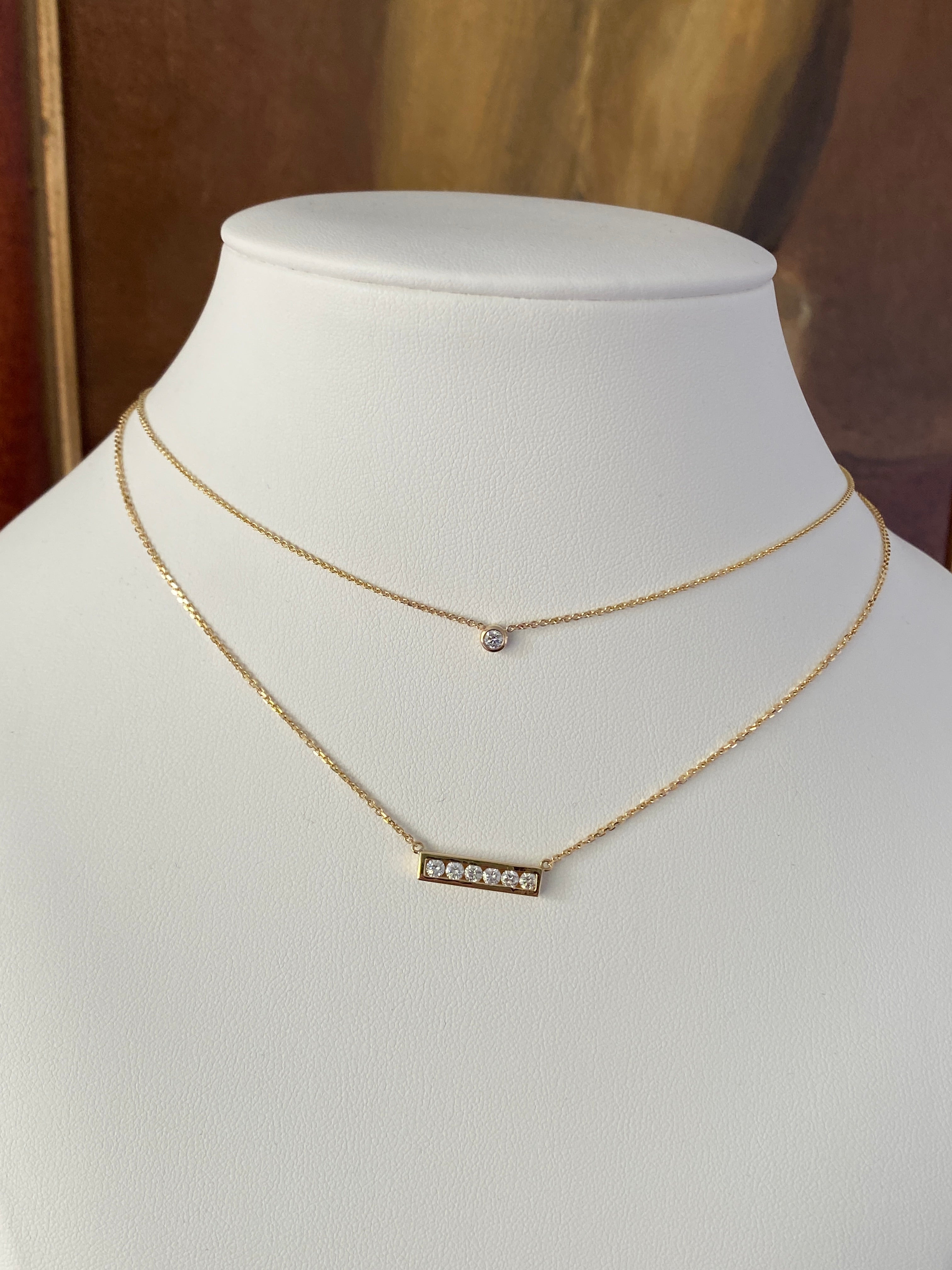 18ct Gold Diamond Bar Necklace