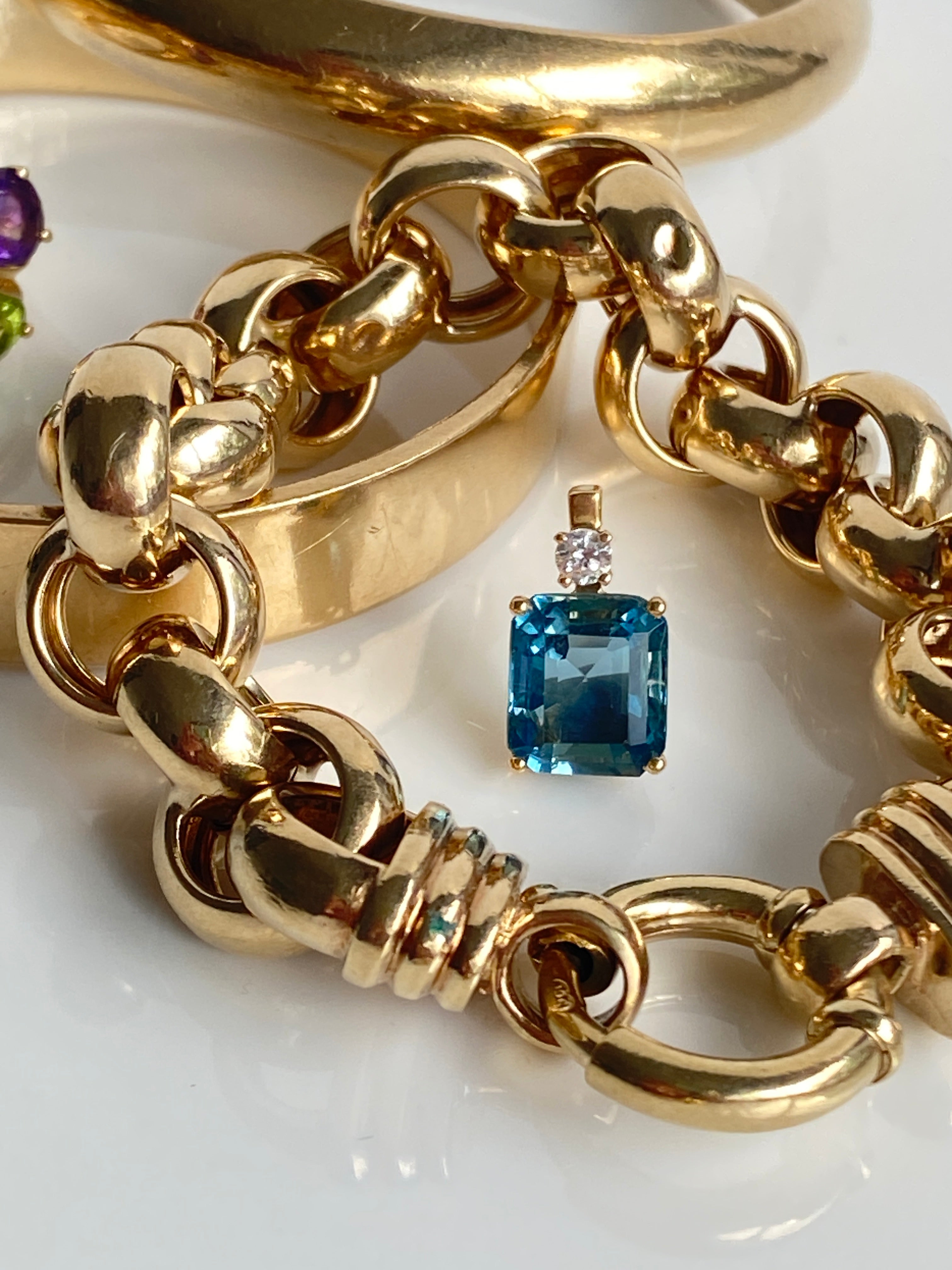 Vintage Aquamarine & Diamond Pendant