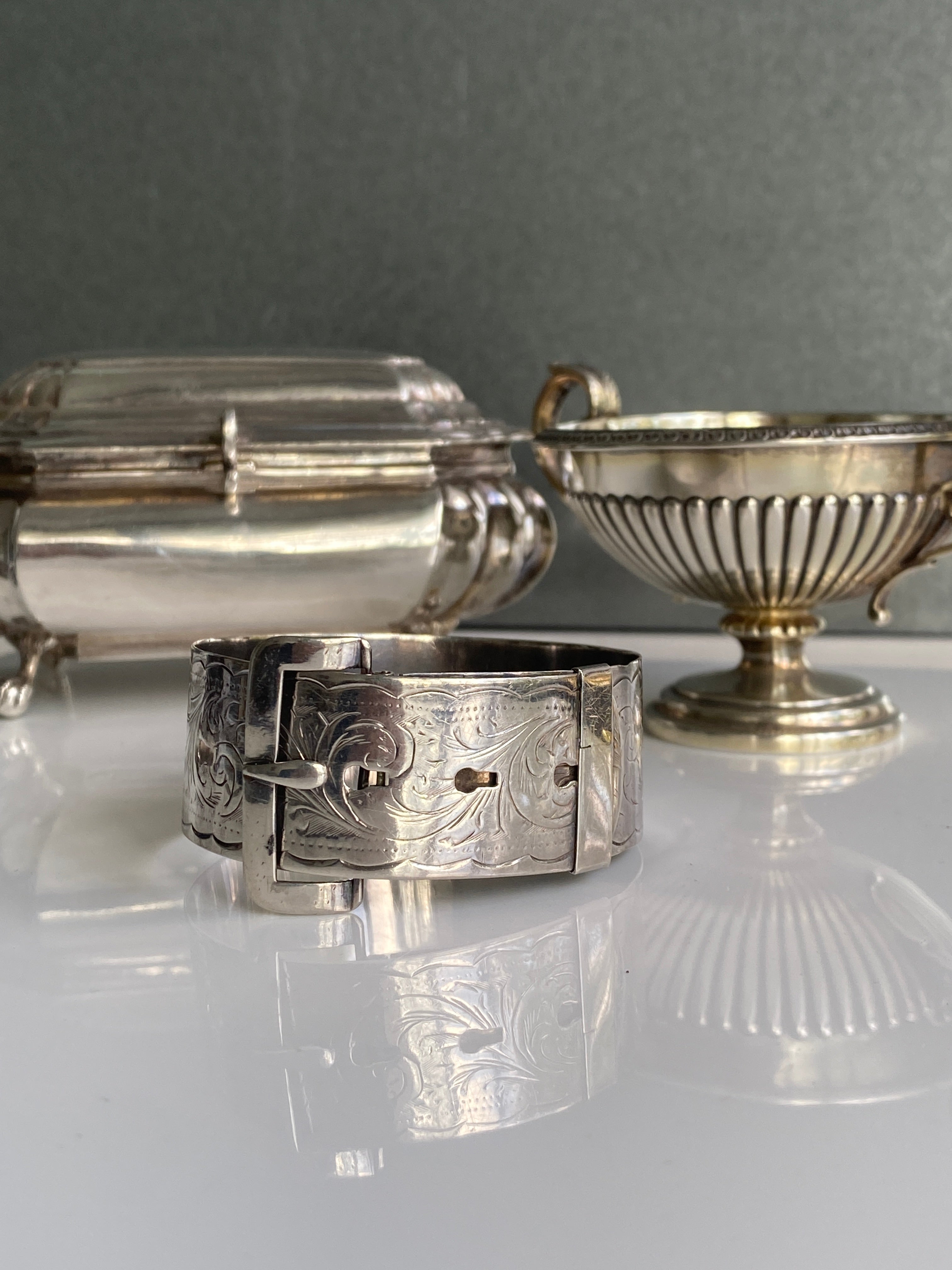 Antique Victorian Silver Belt Bangle