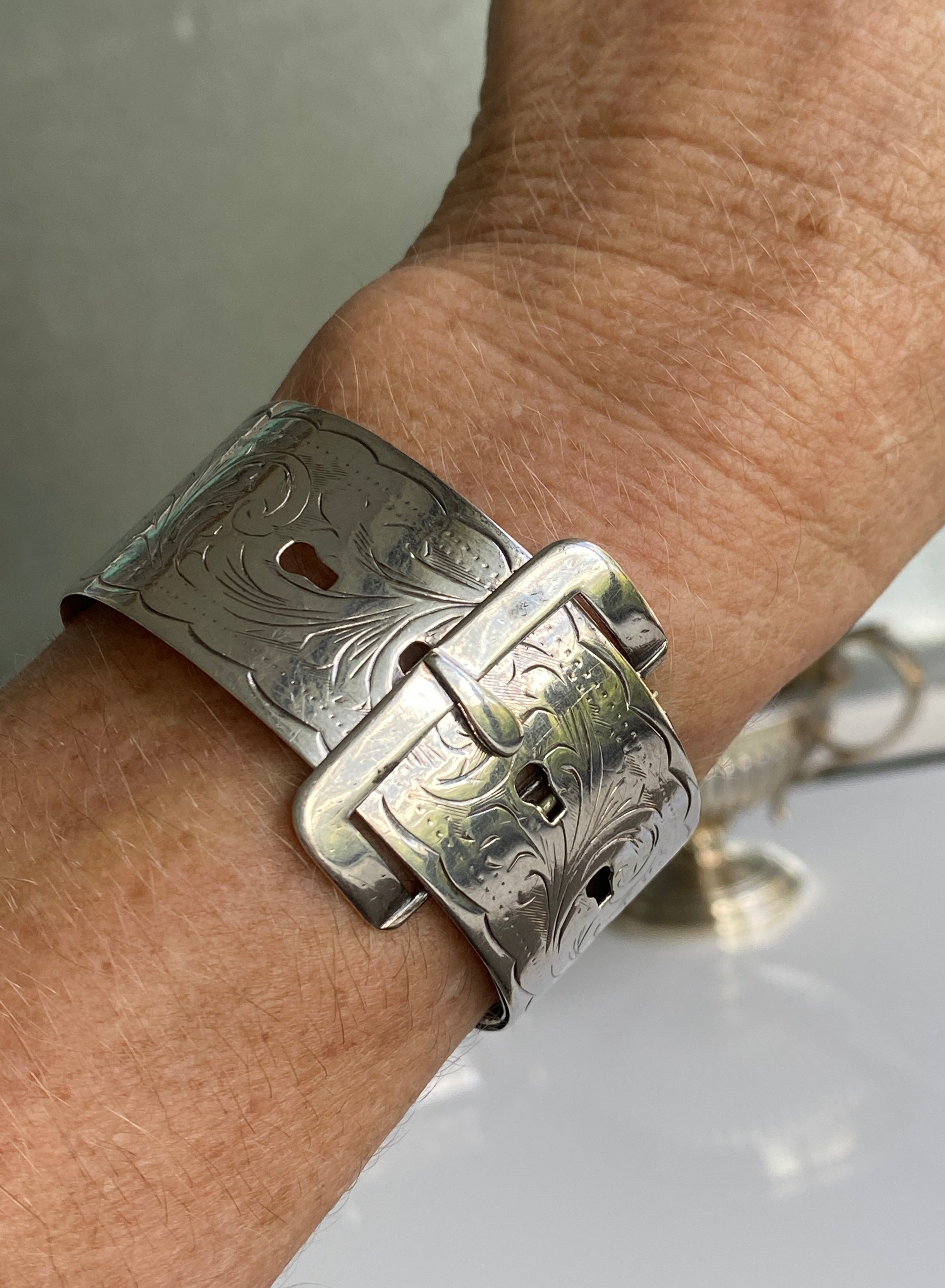Antique Victorian Silver Belt Bangle