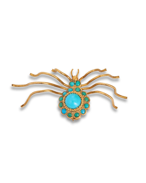 Unusual Turquoise Spider Brooch