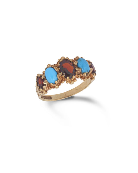 Vintage Garnet & Turquoise Ring