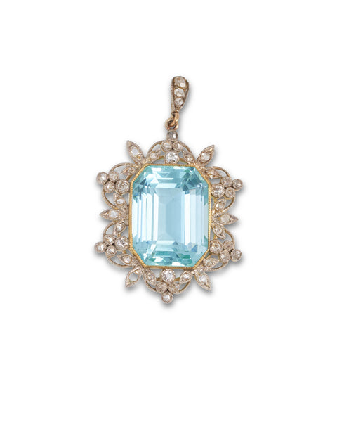 Aquamarine & Diamond Pendant