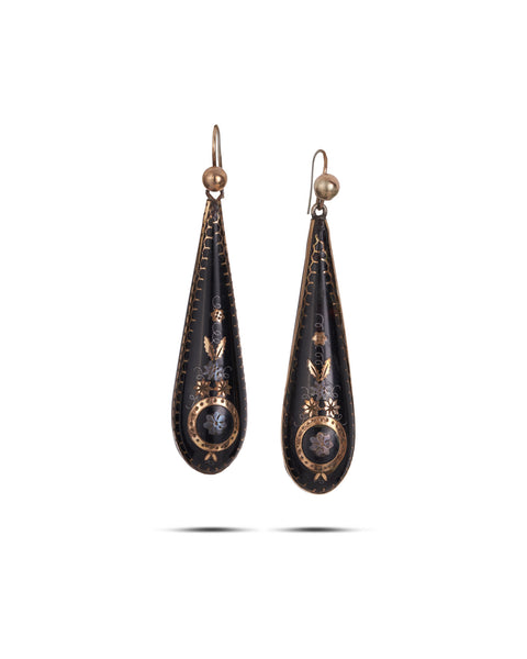 Antique Victorian Pique Pendant Earrings