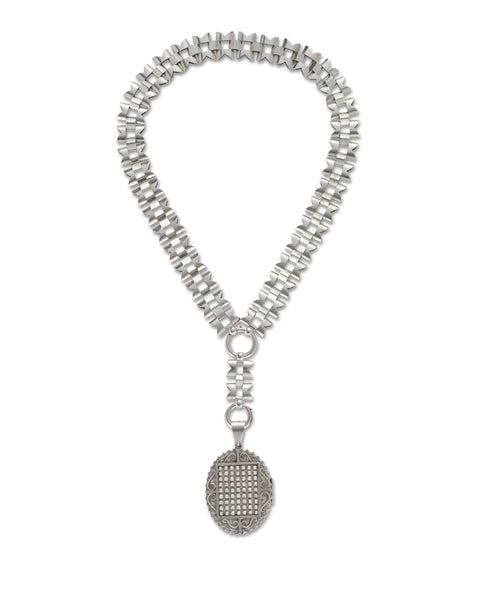 Antique Victorian Silver Collar & Locket, 1880s