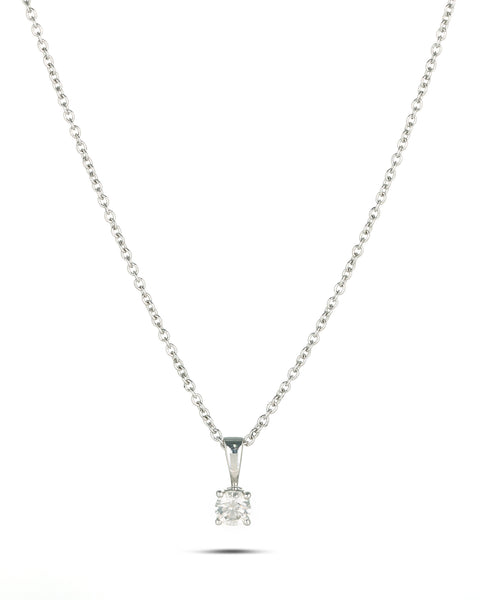 18ct white gold 0.25 carat Solitaire Diamond on 9ct White Gold Chain