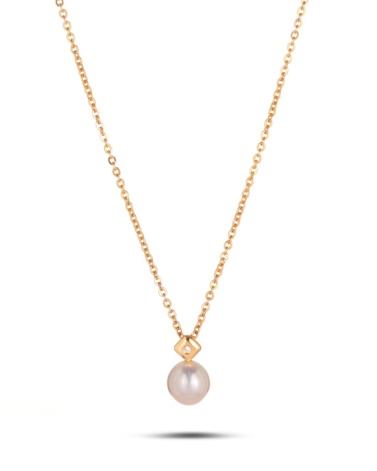 Modern Cultured Pearl & Diamond Pendant
