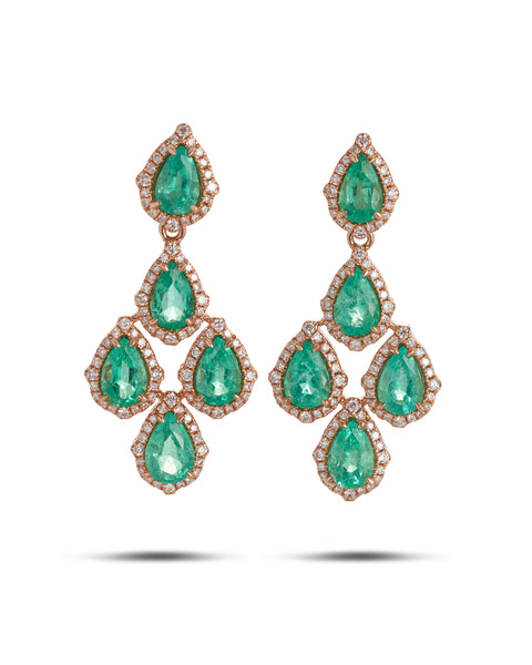 Emerald & Diamond Chandelier Earrings