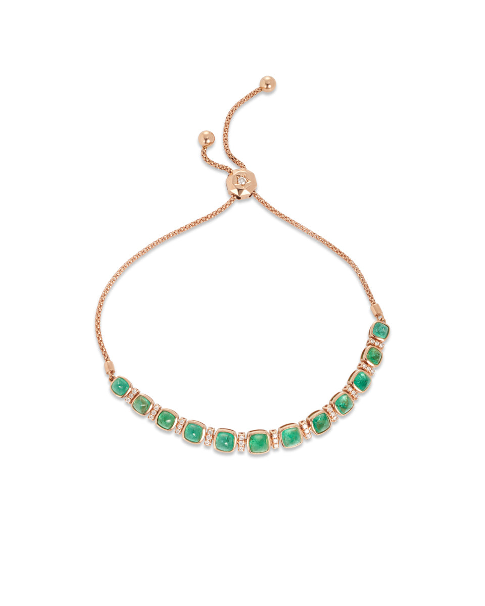 Fine rose gold sugarloaf Emerald & Diamond Bracelet