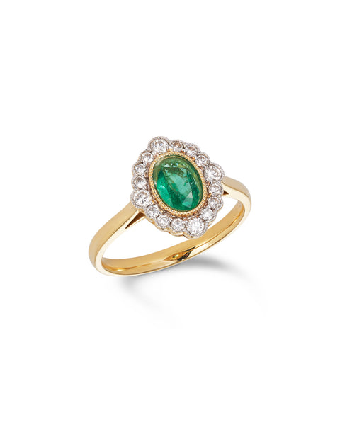 Modern Emerald & Diamond Cluster Ring