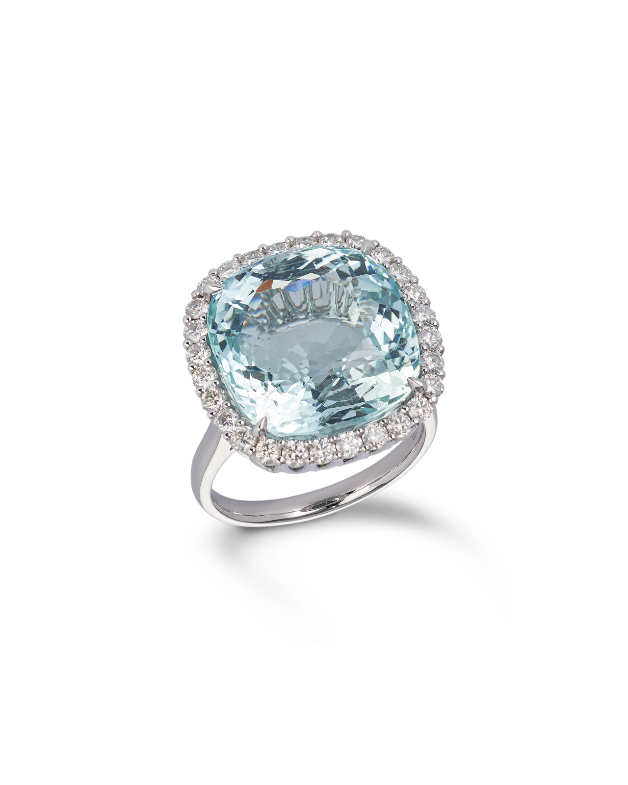 Modern 19.19 carat Aquamarine & Diamond Ring set in Platinum.