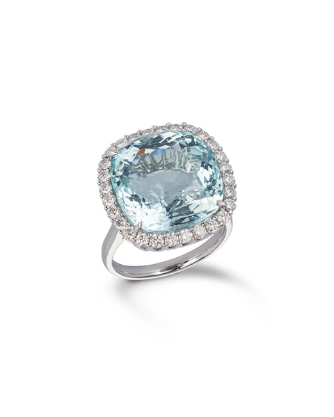 Modern Aquamarine & Diamond Ring
