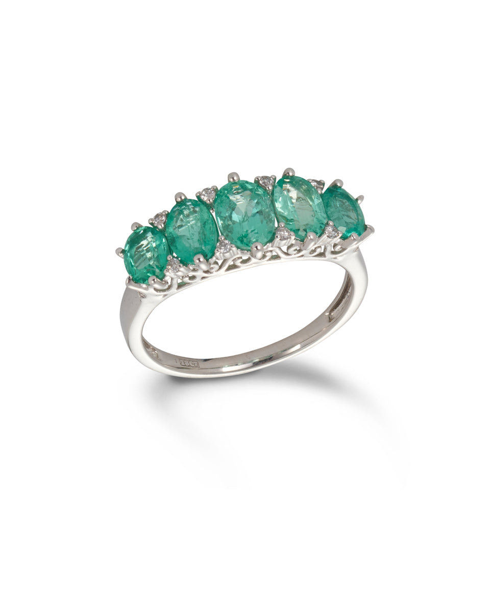 Emerald & Diamond London Bridge Ring