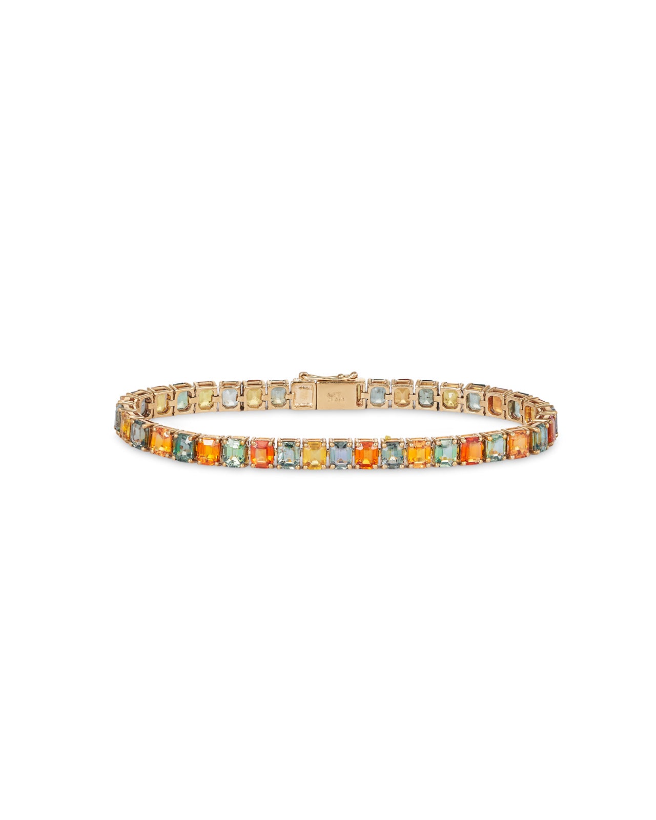 Modern Multi-Colour Sapphire Bracelet 9ct yellow gold. 21 carats total weight.
