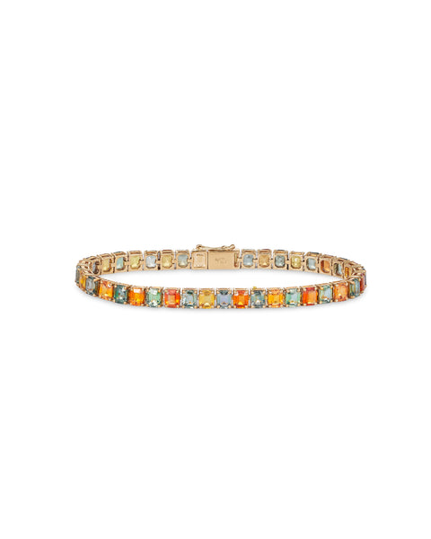 Modern Multi-Colour Sapphire Bracelet 9ct yellow gold. 21 carats total weight.
