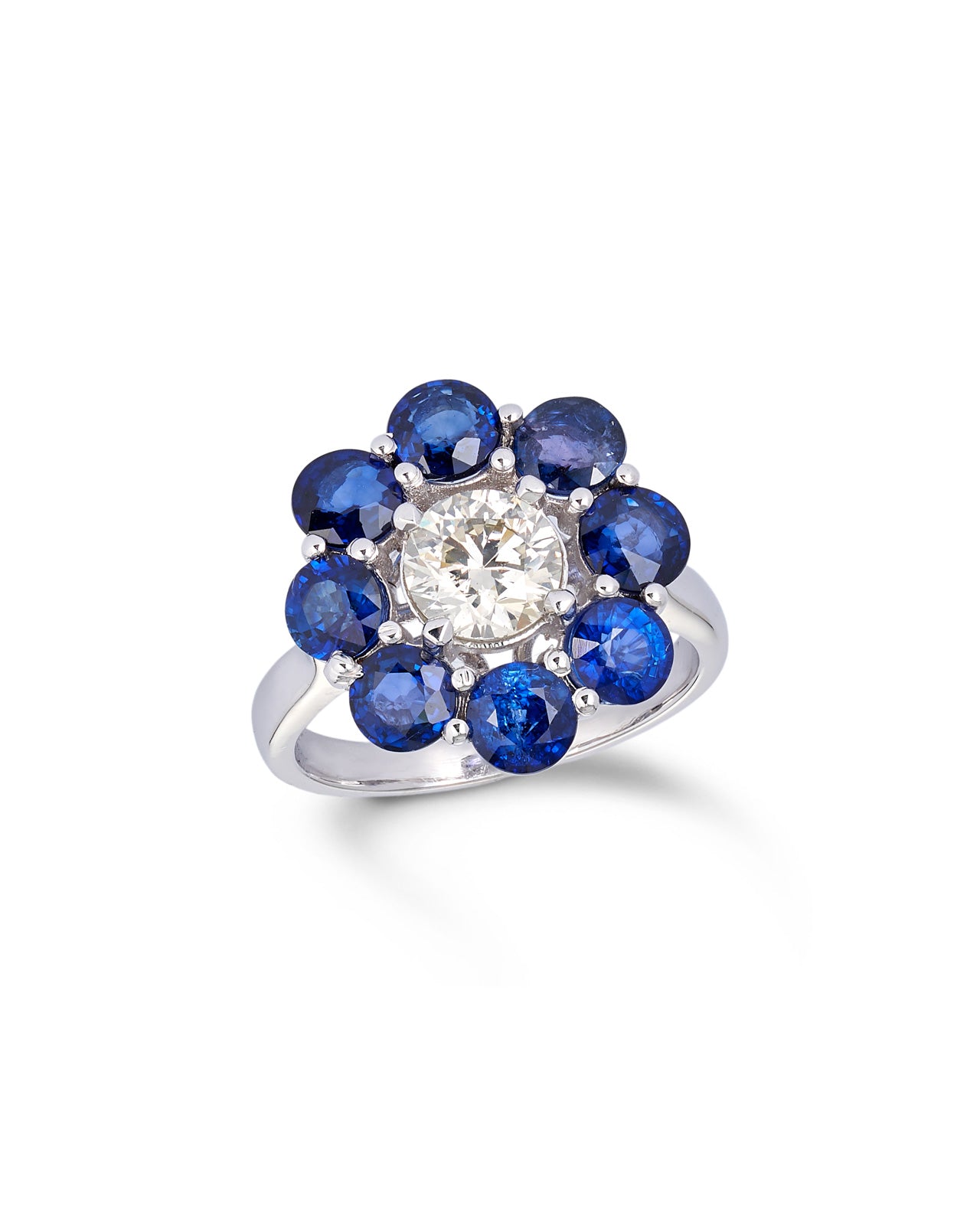 Sapphire & Diamond Cluster Ring