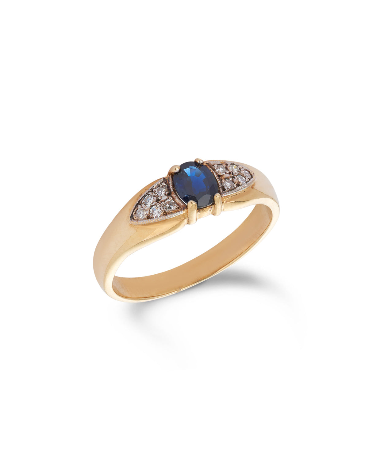 Modern 9ct yellow and white gold Sapphire & Diamond Band Ring