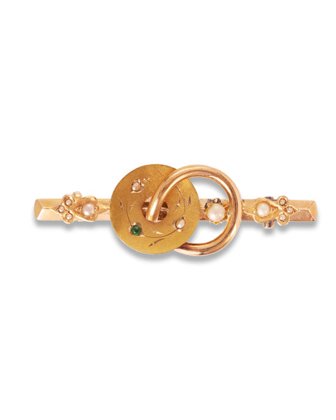 Antique Italian Gold & Pearl Brooch