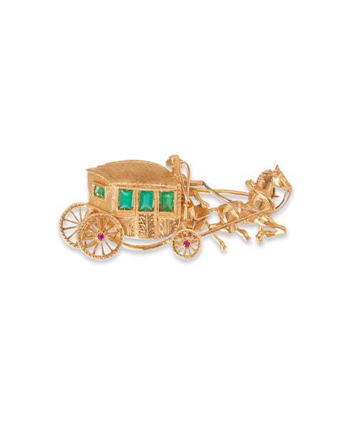 Italian Gold Carriage Brooch