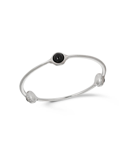 Vintage Silver & Onyx 'Sphere' Bangle, Georg Jensen
