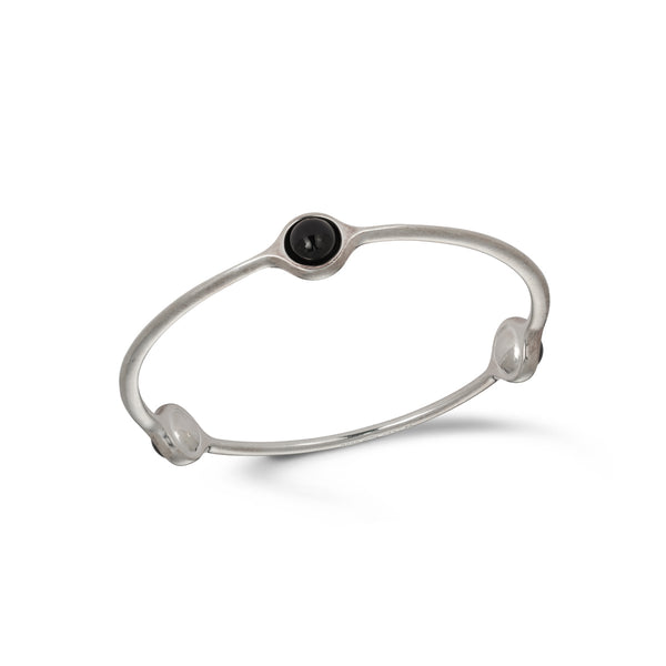 Vintage Silver & Onyx 'Sphere' Bangle, Georg Jensen. Pattern number #473. Designed by Regitze Overgaard for Georg Jensen