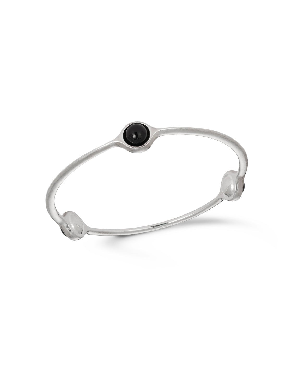 Vintage Silver & Onyx 'Sphere' Bangle, Georg Jensen. Pattern number #473. Designed by Regitze Overgaard for Georg Jensen