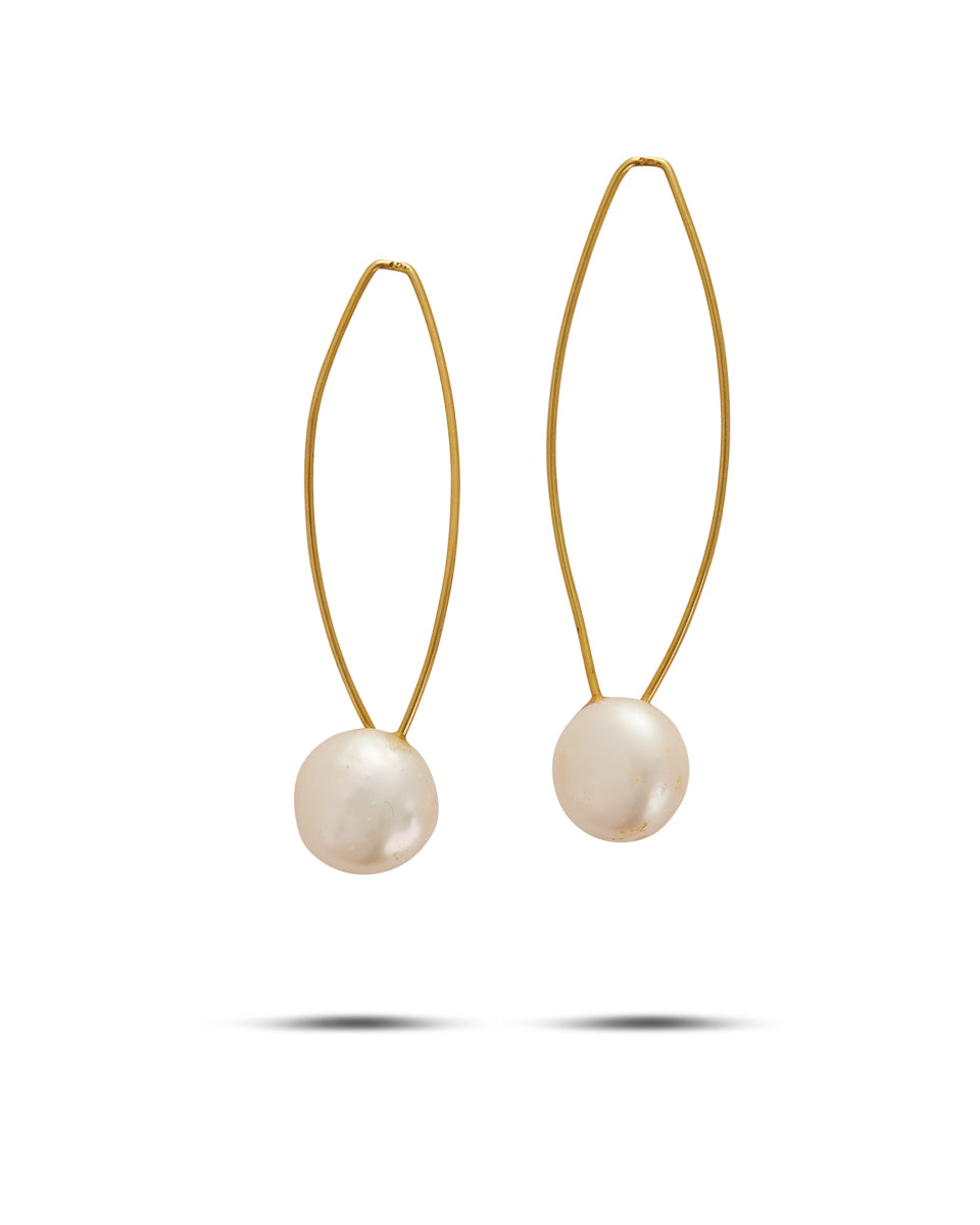 gold and freshwater pearl drop earrings