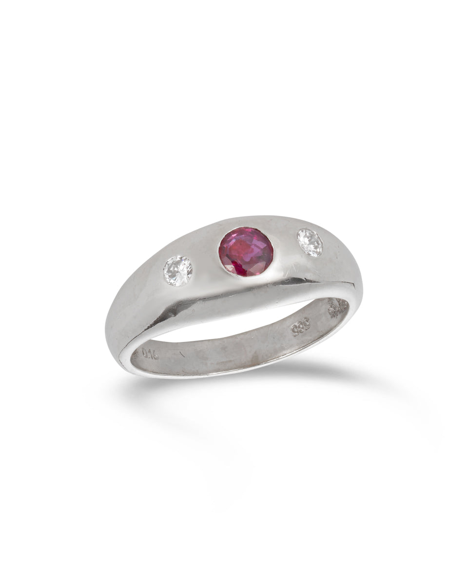 Modern ruby & diamond gypsy ring
