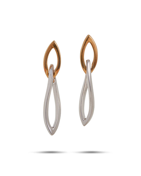 Modern Two Tone Gold Drop Earrings