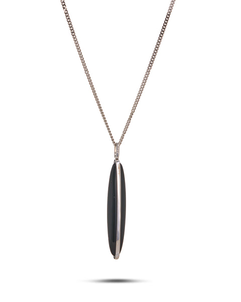 Modern Onyx & Diamond Pendant on Chain