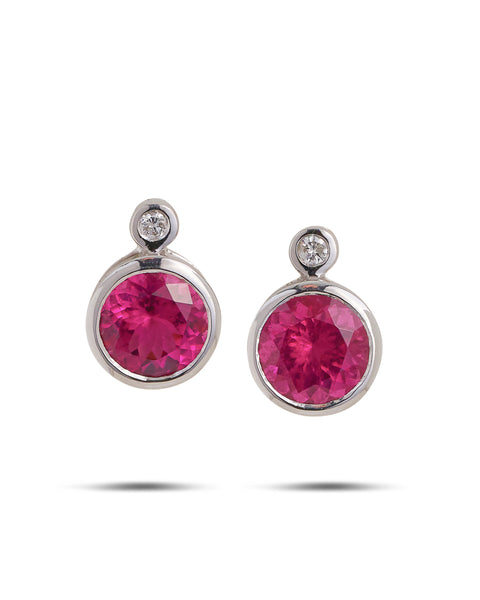 Modern Tourmaline & Diamond Earrings