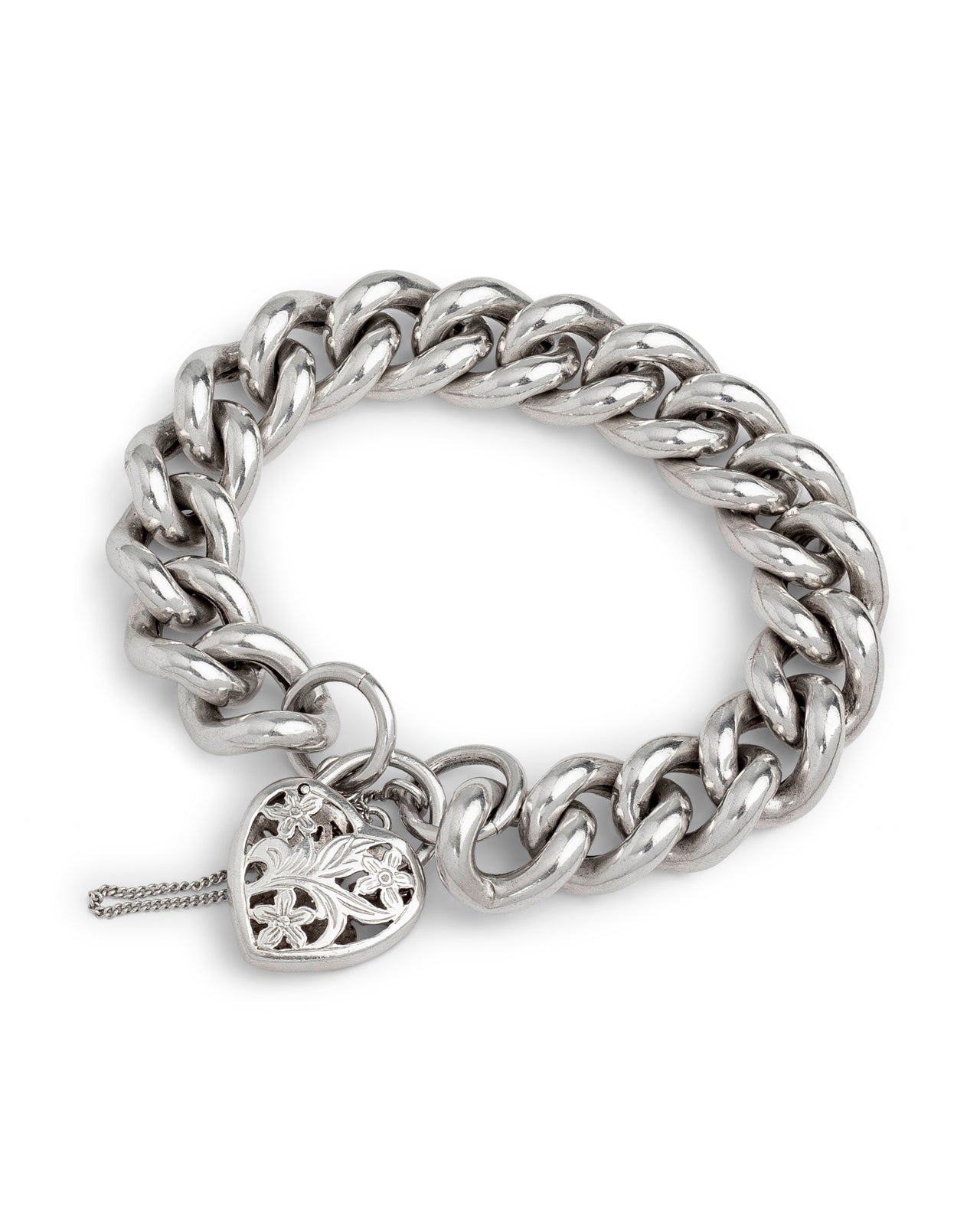 Vintage Sterling Silver Padlock Bracelet