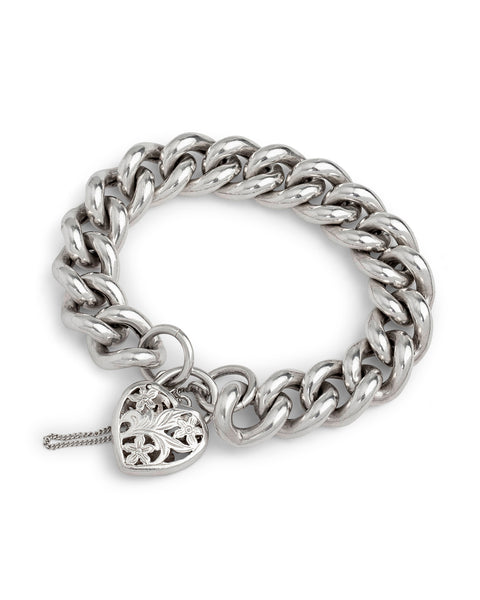 Vintage Sterling Silver Padlock Bracelet