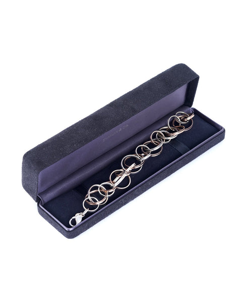 Vintage Silver 'Rubedo' Bracelet & Pendant on Chain, TIFFANY & Co. 1837, interlocking circle design.