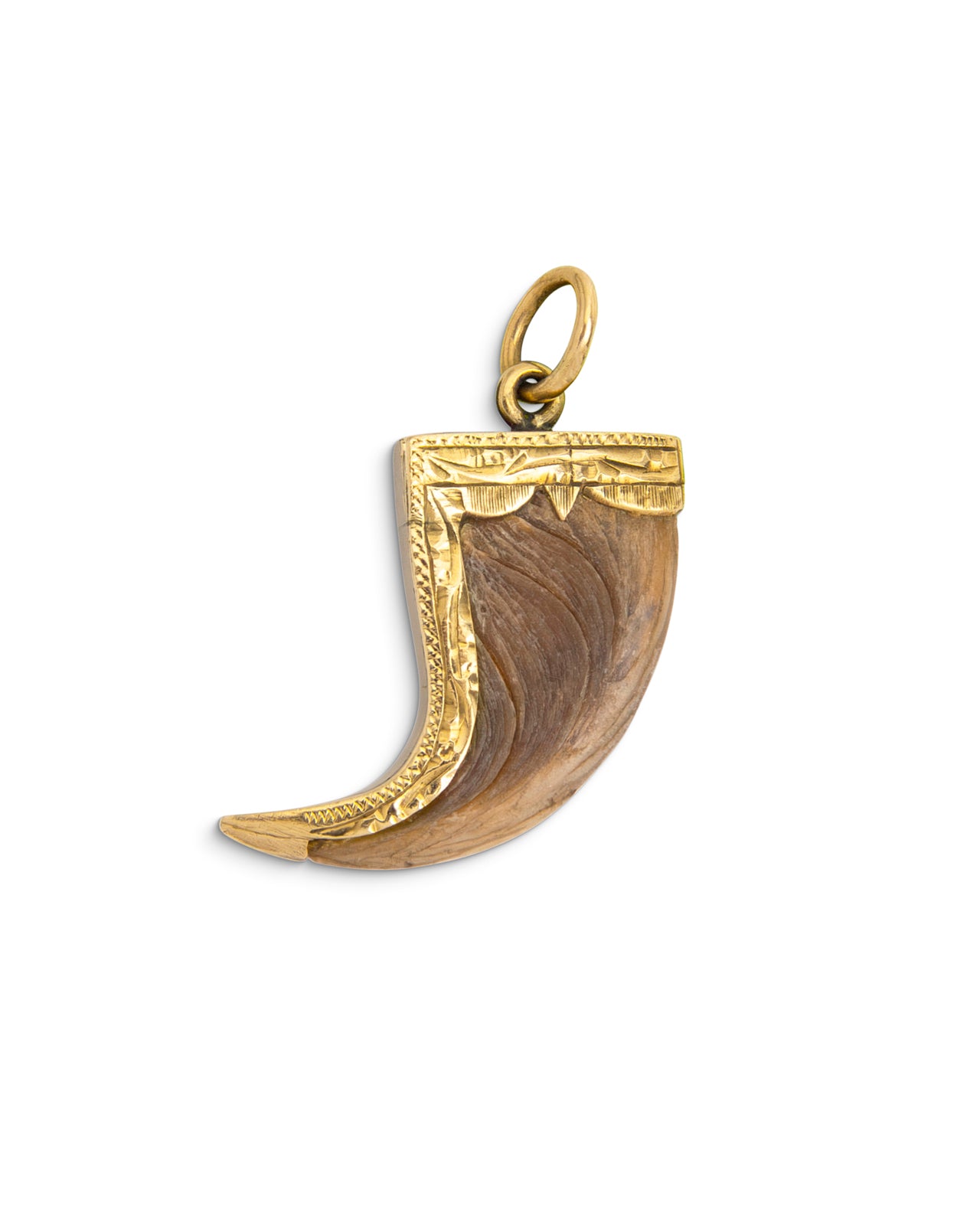 Antique Victorian British Raj Tiger Claw Pendant, probably Anglo-Indian, c.1870–1900. 18ct yellow gold. Length: 3cm