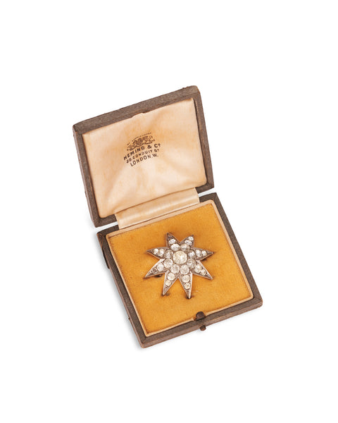 Antique Victorian Paste Star Brooch, Heming & Co., London
