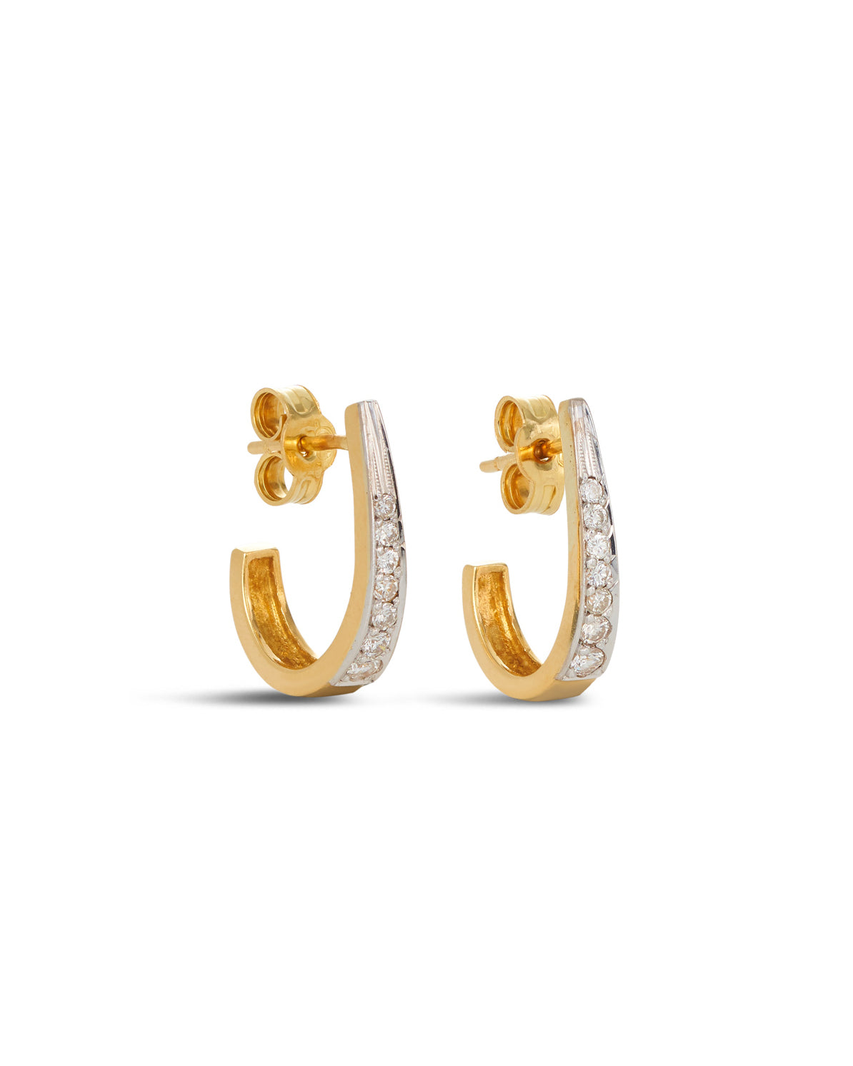 Vintage Diamond 'Huggie' or hoop Earrings. 18ct yellow gold