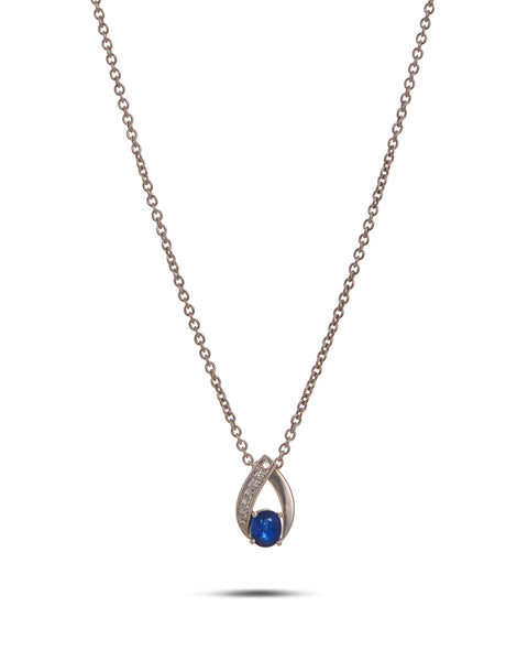 Sapphire and Diamond Pendant on Chain