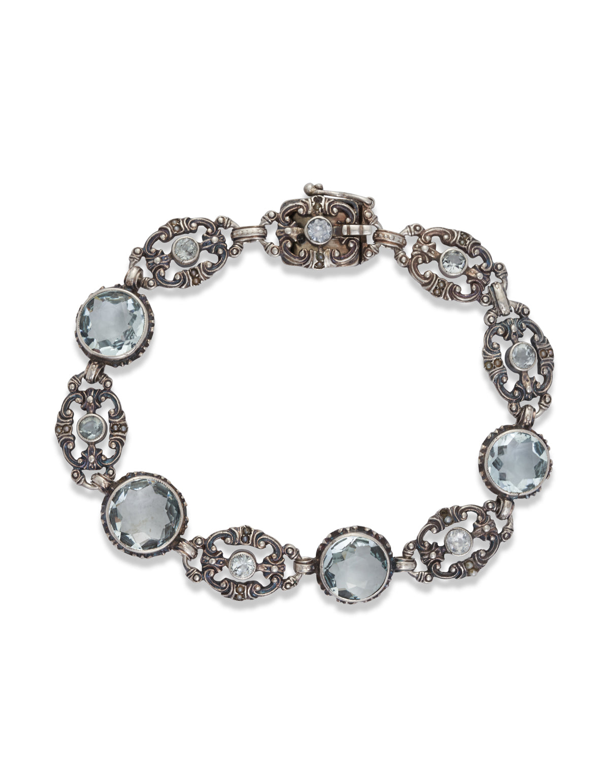 Vintage Aquamarine & Pearl Bracelet