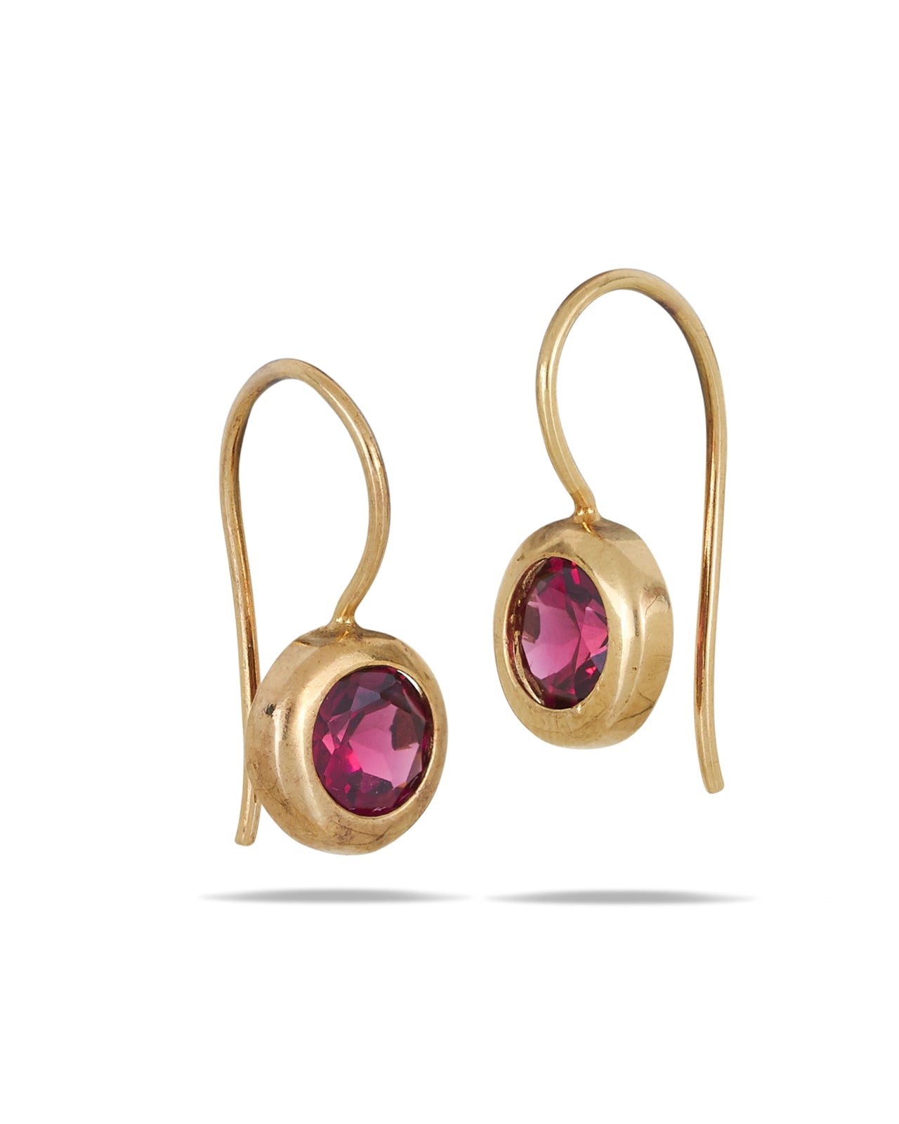 Gold & Garnet Drop Earrings