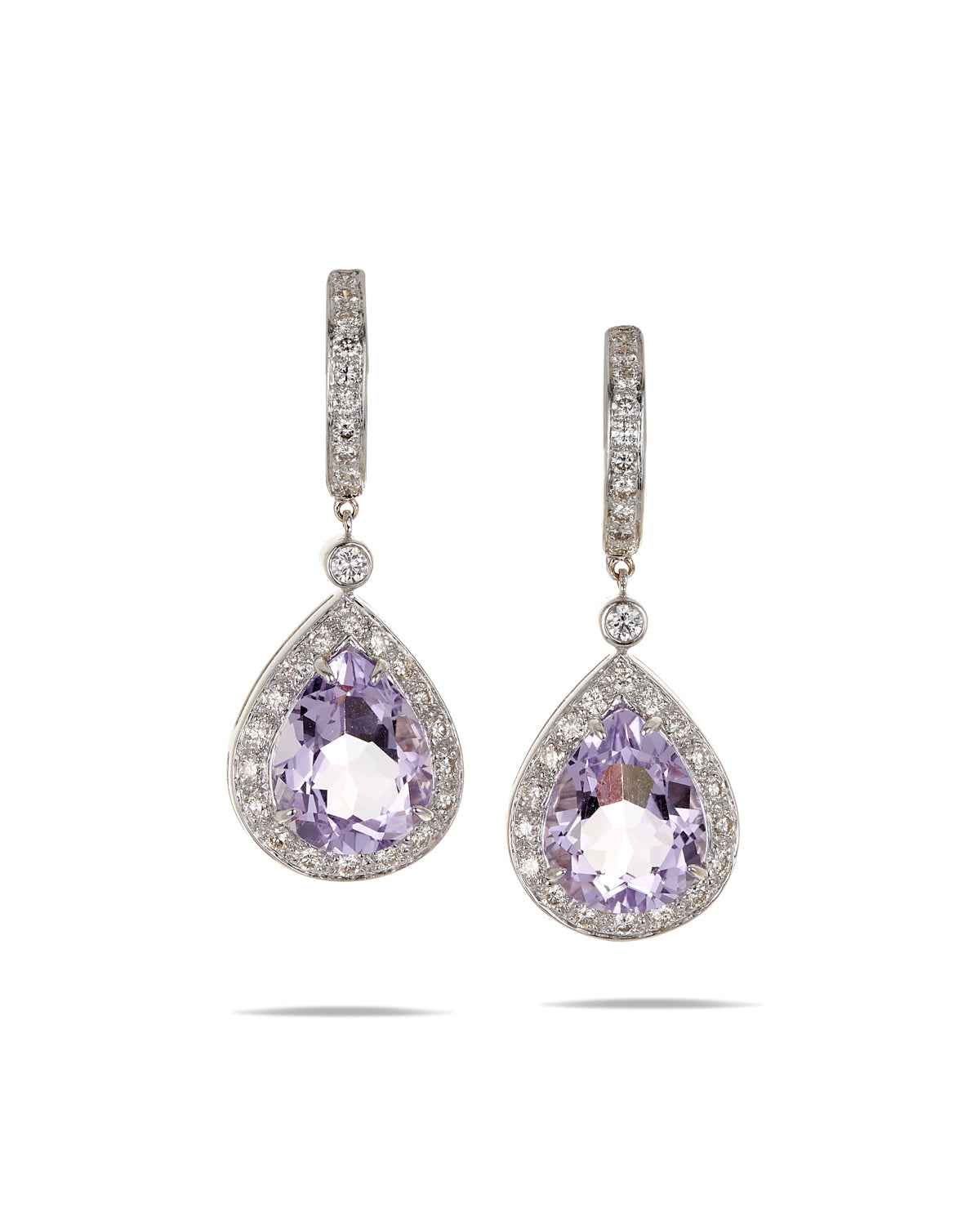 Amethyst & Diamond Pendant Drop Earrings