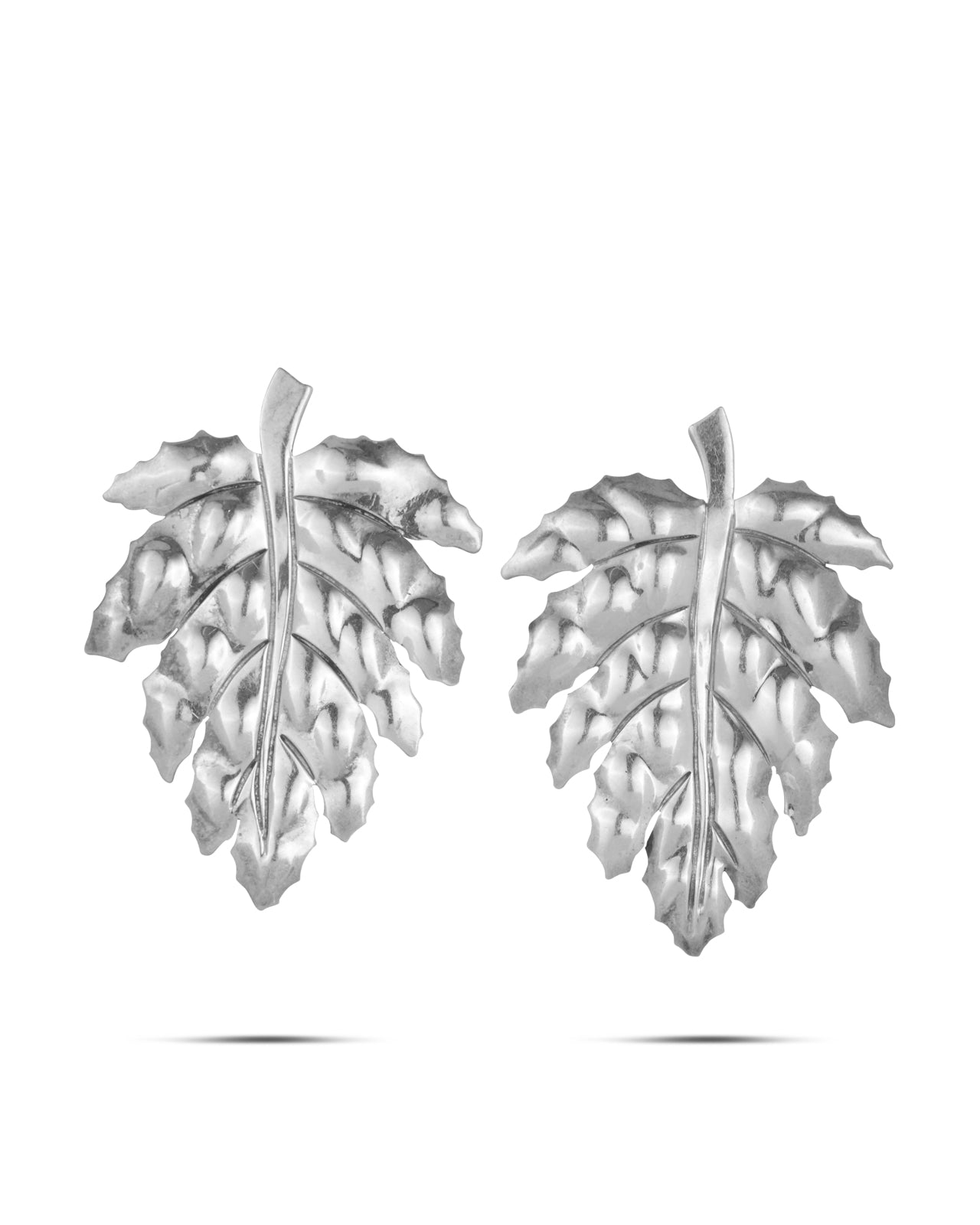 Vintage Mexican Silver Leaf Earrings, Taxco