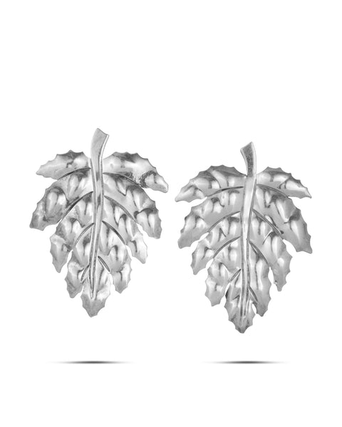 Vintage Mexican Silver Leaf Earrings, Taxco