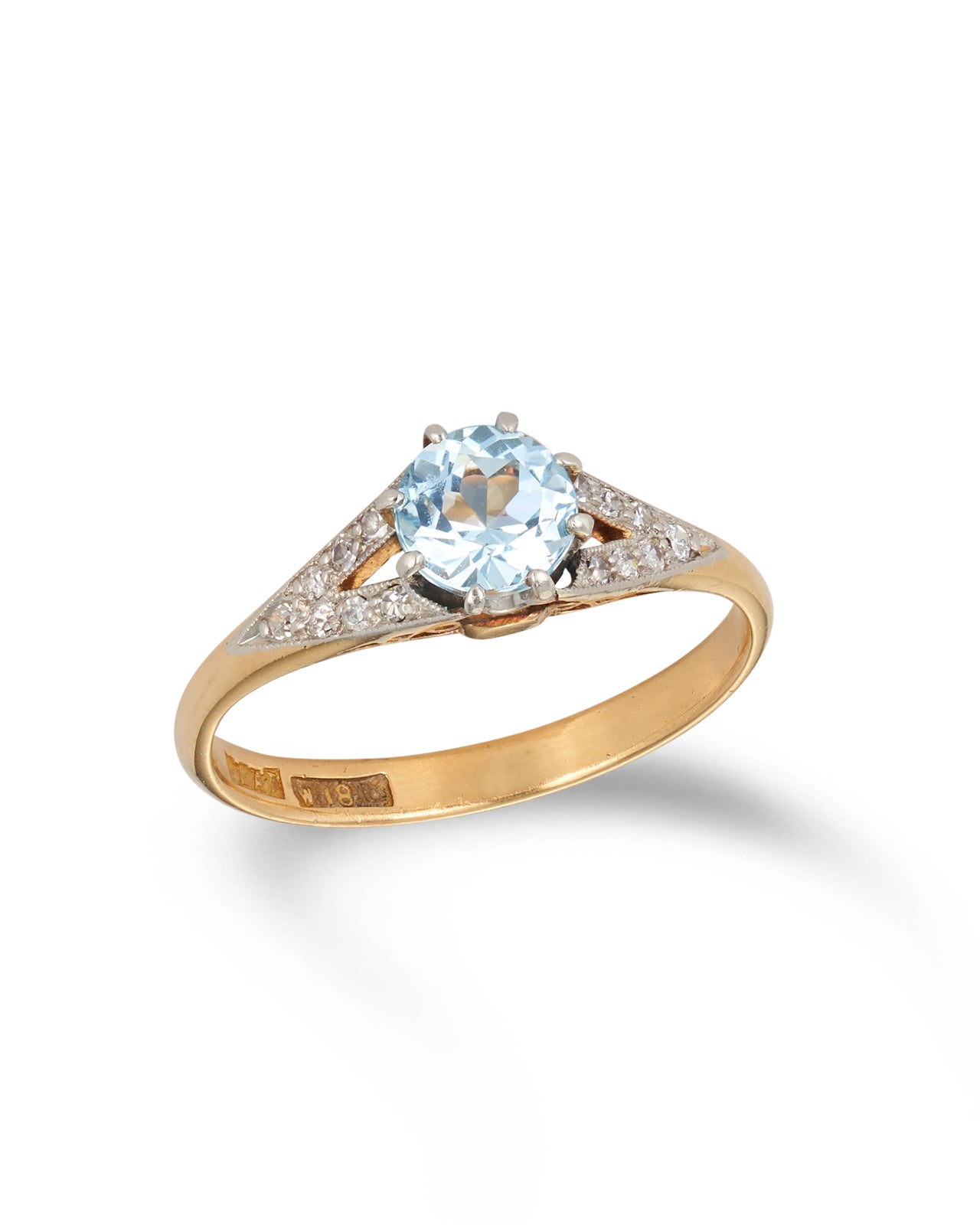 Aquamarine & Diamond Ring by Dunklings, 1940s