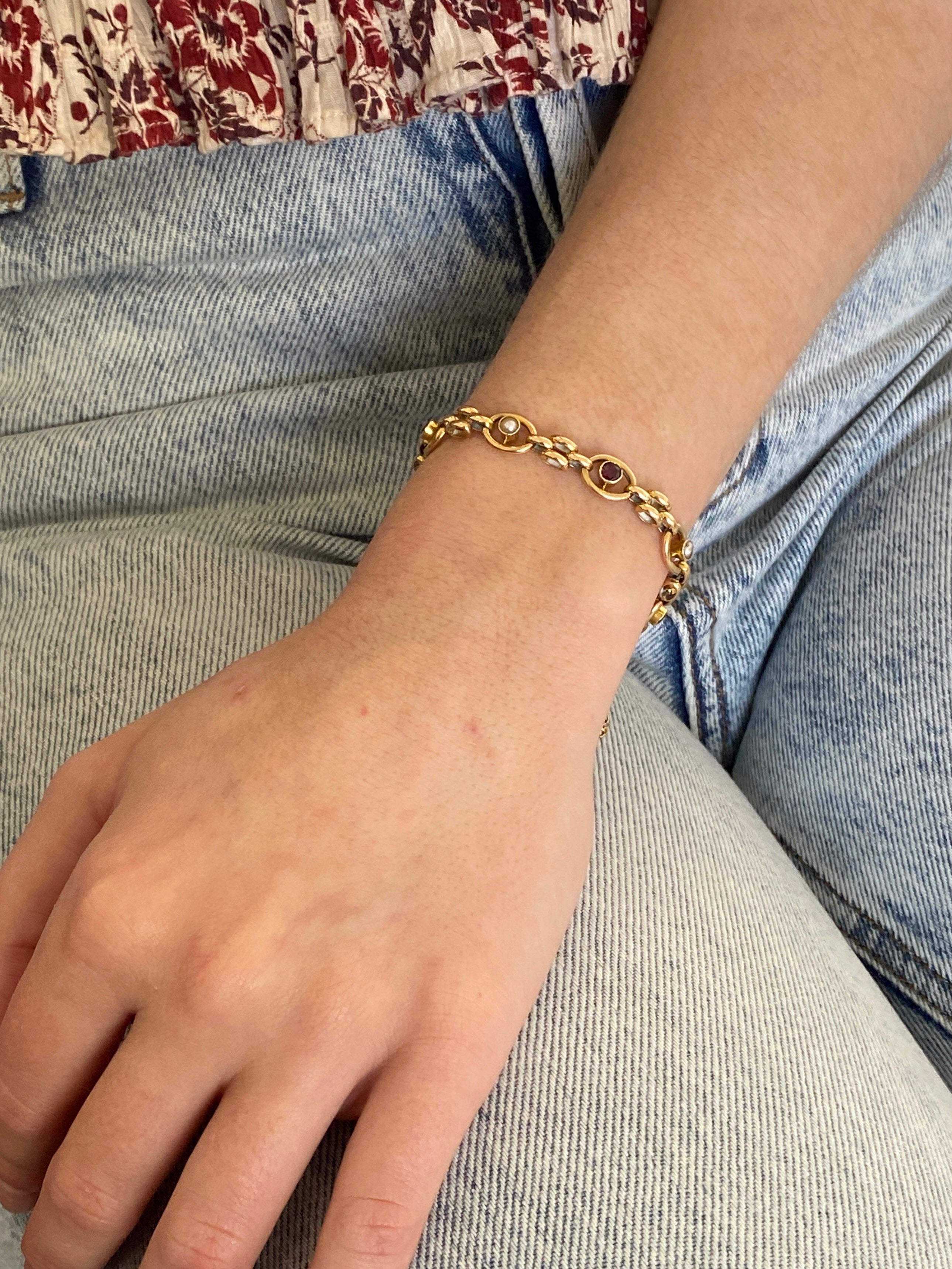 Antique Gold finish link chain bracelet with alphabets -