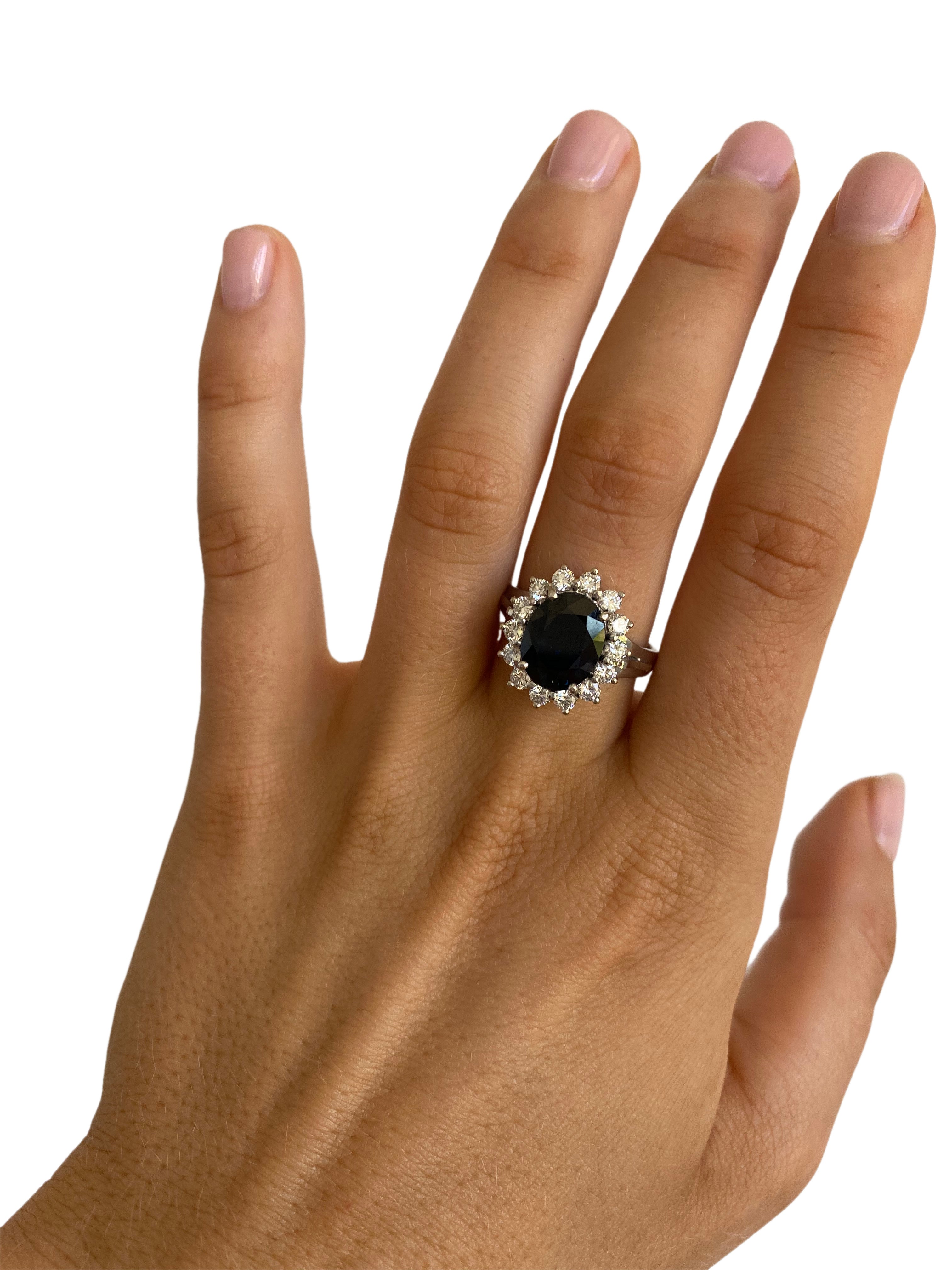 Australian Sapphire & Diamond Cluster Ring