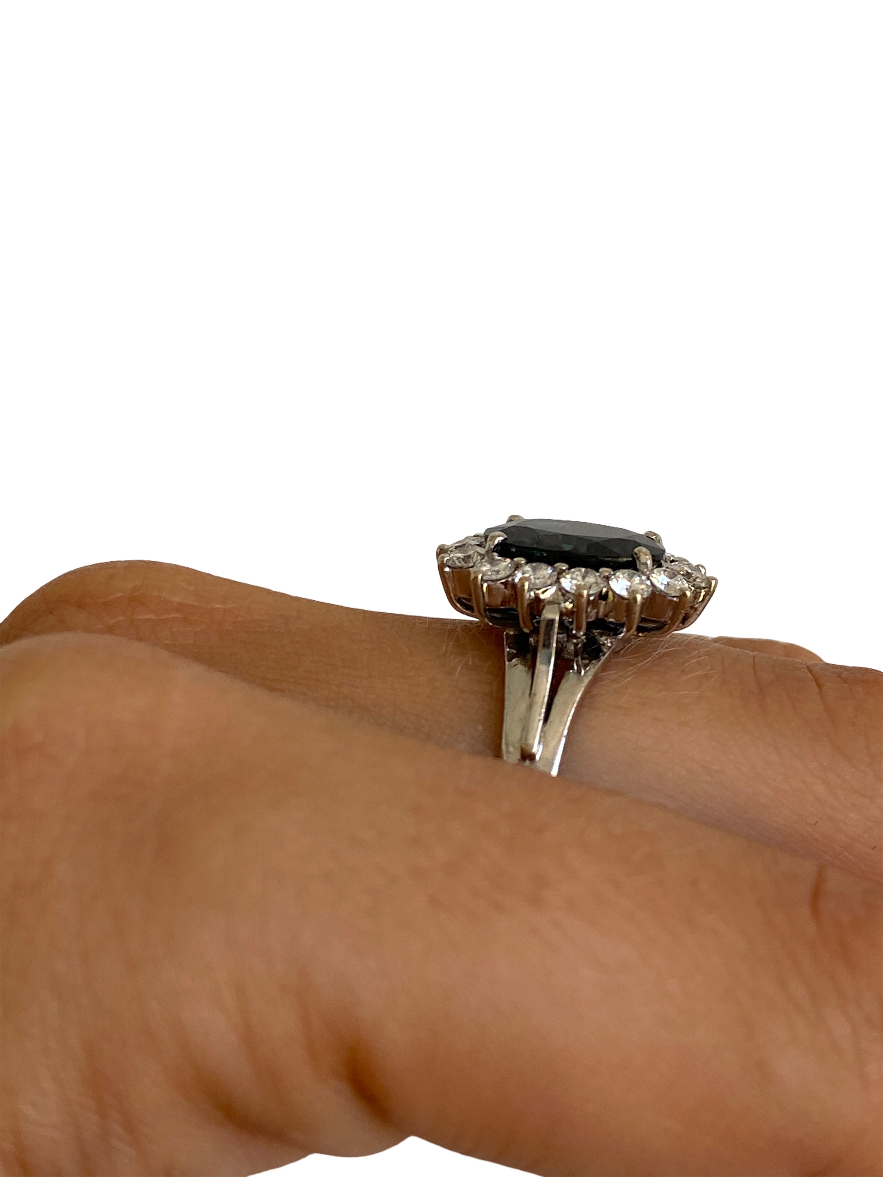 Australian Sapphire & Diamond Cluster Ring,