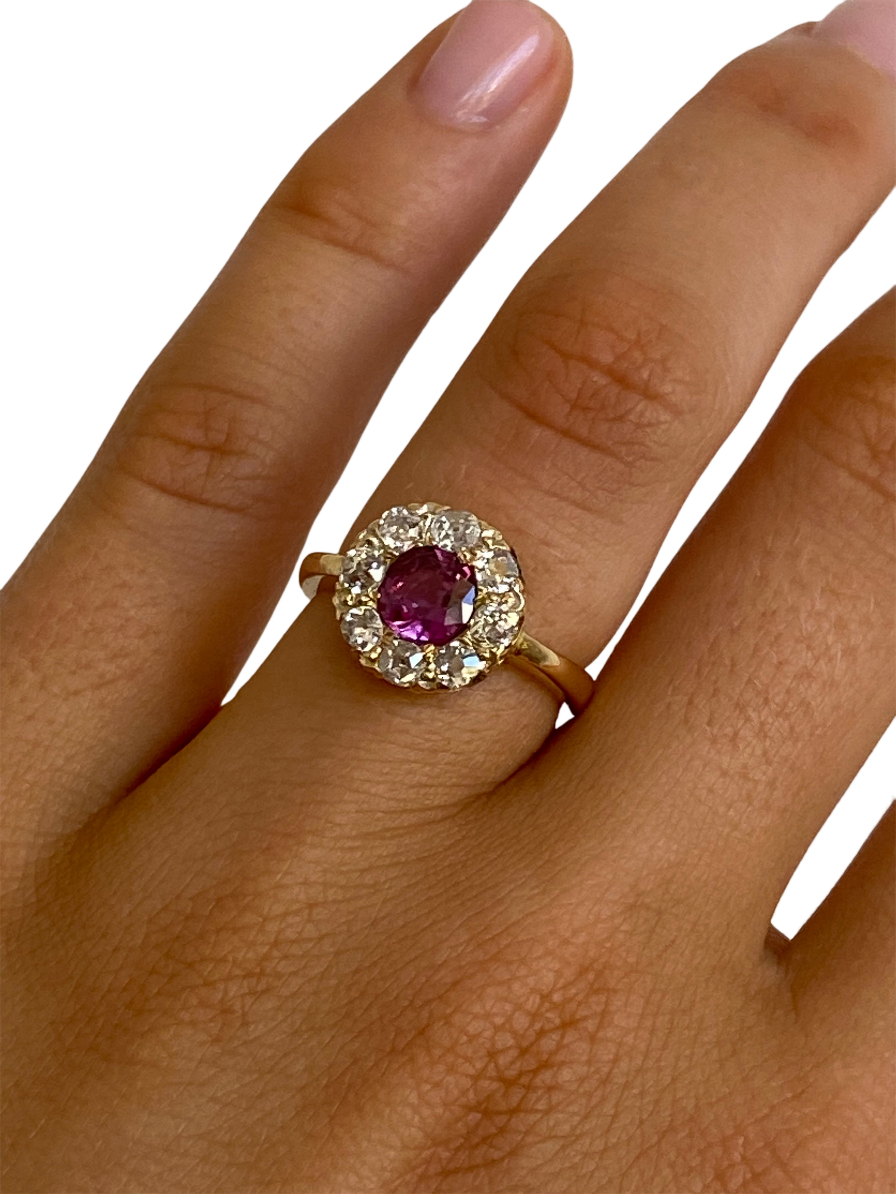 Antique Ruby & Diamond Cluster Ring